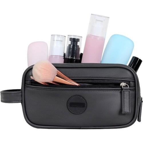New PU Leather Cosmetic Bag Handbag Waterproof Organizer Toiletry Wash Pouch Women Men Travel Storage Makeup Case