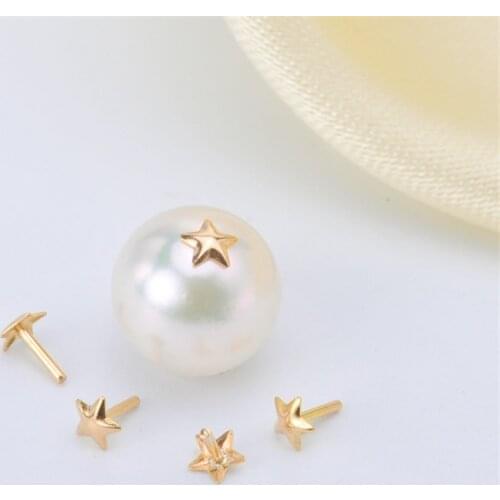 Genuine 18K Yellow Gold T-type needle T-type needle plug through hole pearl plug making needle AU750 DIY Material Accessories