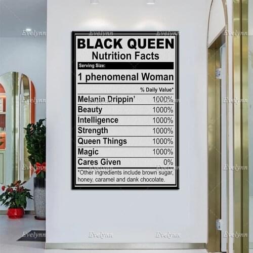 Black Queen Nutrition Facts Poster, Black Girl Proud, Melanin Ingredients Prints, Black Queen Wall Art, Girl Design Home Decor