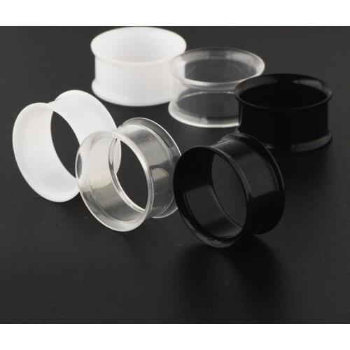 Fanpeijy Clear White Black Ear Expander Gauges Acrylic UV Flexible Ear Skin Hollow Flesh Tunnels Plugs Eyelet Body Piercing 2pcs