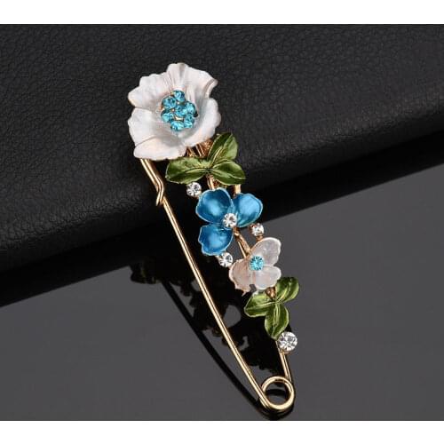RINHOO Large Pin Brooches Rhinestone Enamel Flower Brooch Womens Clothes Buckle Pin Collar Lapel Scarf Badge Party Jewelry