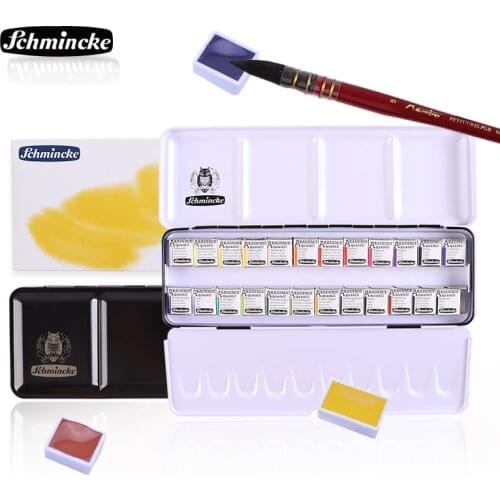 Schmincke AKADEMIE & HORADAM 12/24 Colors Professional Solid Watercolor Paints/Pigments Half/Full Pan Art Solid Aquarell Paints
