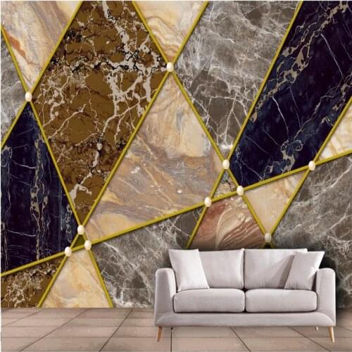 Modern minimalist abstract golden lines geometric marble wallpapers TV background wall 3d stereoscopic wallpaper