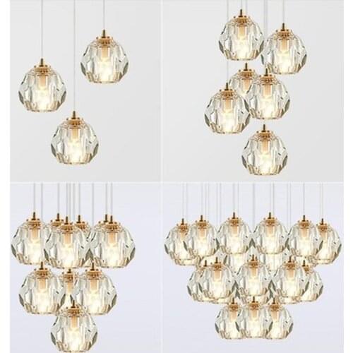 Modern Crystal Pendant Light Singal LED Pendant Lamp Vintage Hanging Light Retro Suspended Lighting for Living Dining Room Decor
