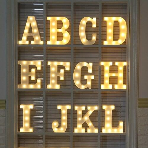 LED Letter Light Wedding Decoration Alphabet Letter Lamps Party Romantic LED Light Up White Plastic Letters Standing A-Z