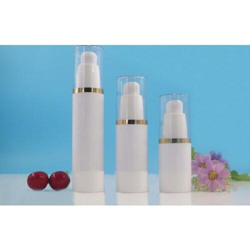 15ml plastic white airless bottle gold line lid serum/lotion/emulsion/liquid foundation/eye essence/sunscreen cosmetic packing
