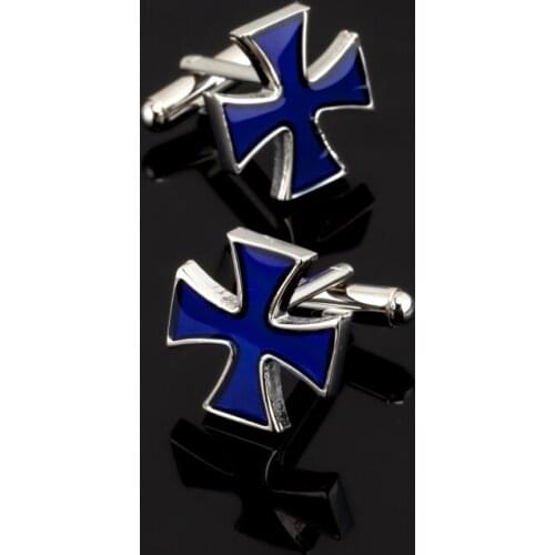 XK513 Mens shirts Cufflinks Blue Cross Cufflinks concise design 3 double sale free shipping