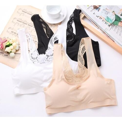 Women Breathable Elastic Cotton Pullover Sport Bra Top Seamless Wireless Stretchy Bra with Removable Pads for Sport Activity