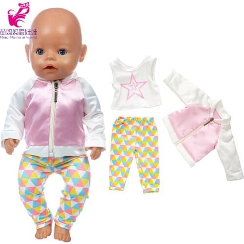 17 inch baby new born doll Purple pink Jacket shirt clothes pants for 18 inch american generation girl doll clothes pajama set