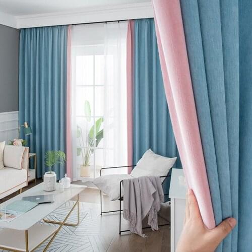 2021 Chenille Stitching Blackout Curtains Finished Custom Curtains for Living Dining Room Bedroom