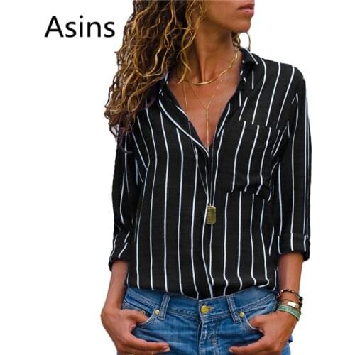Женские рубашки в полоску Asins China At AliExpress