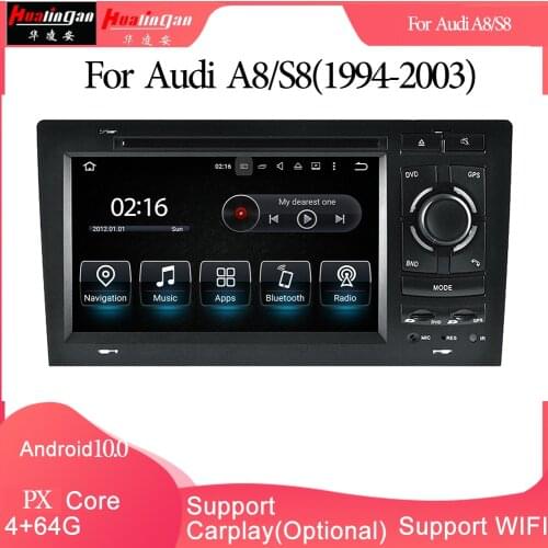 Android 10 Car Multimedia DVD Stereo Radio Player GPS Navigation Carplay Auto for Audi A8/S8(1994-2003) 2din