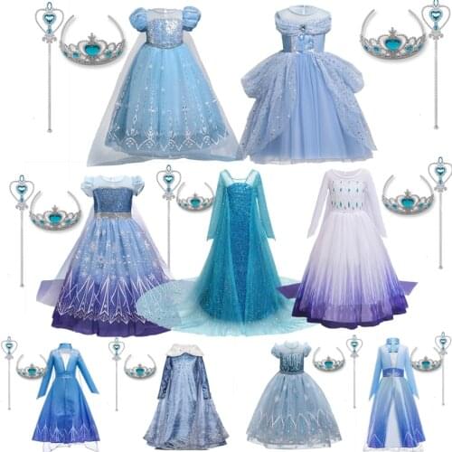 Children Cosplay Costume Blue Dress For 4-8Y Girls Carnival Clothes Kids Princess Dress Up Party Gown Baby Girls Halloween Dress