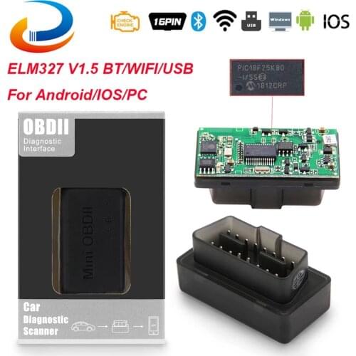 ELM 327 V1.5 PIC18F25K80 Chip OBD2 Bluetooth WIFI USB Support Android/IOS OBD OBD2 Car Auto Diagnostic Scanner Tool elm327 v1.5