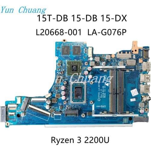 L20668-001 L20668-601 EPV51 LA-G076P For HP 15T-DB 15-DB 15-DX Laptop Motherboard AMD Ryzen 3 2200U CPU Radeon 530 GPU