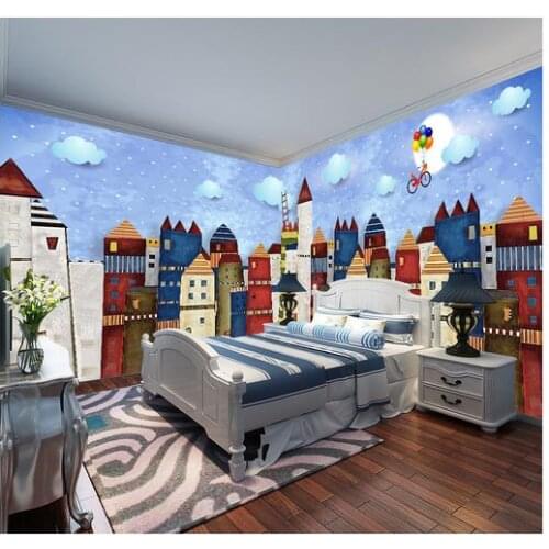 Custom photo wallpaper 3d wall murals wallpaper Castle house hand-drawn cartoons TV setting wall murals painting for living room