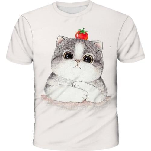 3D Printing T Shirt Cat Boys Girl Comfortable T Shirt Funny Tops Street Clothes Novel Design Cat Summer Round Collar Sweatshirt