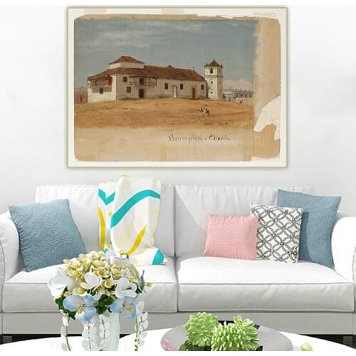 Citon Frederic Edwin Church《Colombia, Baranquilla Church》Canvas Oil Painting Artwork Picture Backdrop Wall Decor Home Decoration