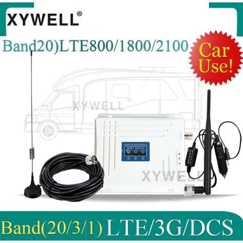 Car Use !!Band20)LTE 800/2100/1800Mhz Tri-Band Cellular Amplifier 4G Mobile Signal Booster WCDMA LTE GSM Repeater 2g 3g 4g