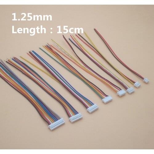 10Pcs JST 1.25mm Single End male Plug Wire Length 15cm Cable 2/3/4/5/6/7/8/9/10 Pin DIY Line 28AWG