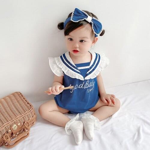 Baby Girl Rompers College Style Short Sleeve Cotton One-Pieces for Girl Newborn Baby Girls Bodysuits Toddler Girl Summer Clothes