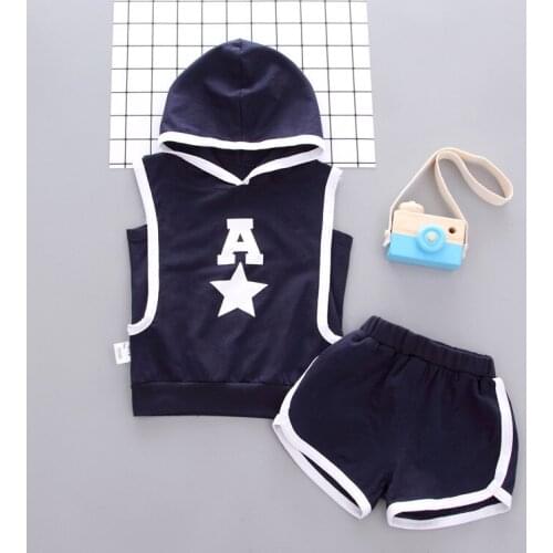 Summer Baby Boys Girls Cotton Clothes Children Pentagram Vest With cat Shorts Toddler Casual Wear Clothing Infant Tracksuit set