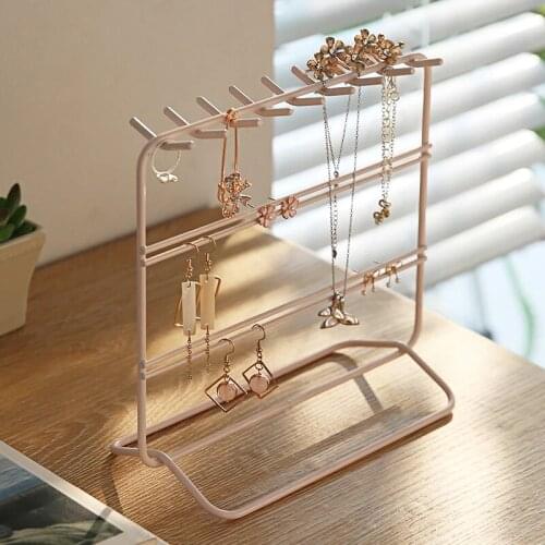 Metal jewelry rack Holder Organizer 3 Tier Pink White Necklace Earring Display Show Rack Home Decorative Shelves