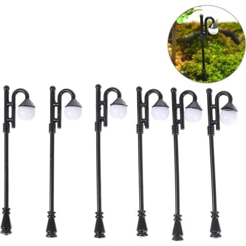 3Pcs Single-head LED Lights Model Toys Metal Park Courtyard Lanterns Model Streets Lamp Modelmaking Hexagonal