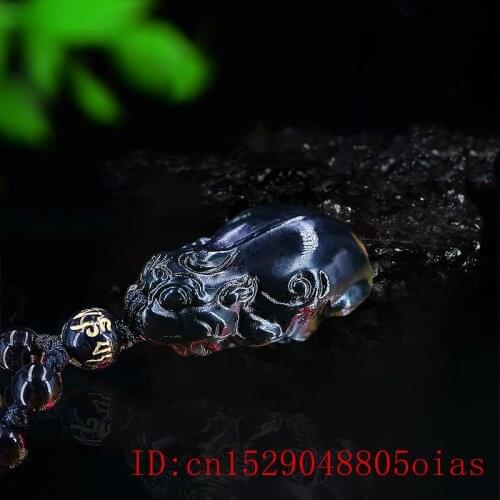 Jade Pixiu Pendant Necklace Black Green Natural Gifts Fashion Tiger Jewellery Charm Amulet Carved Chinese