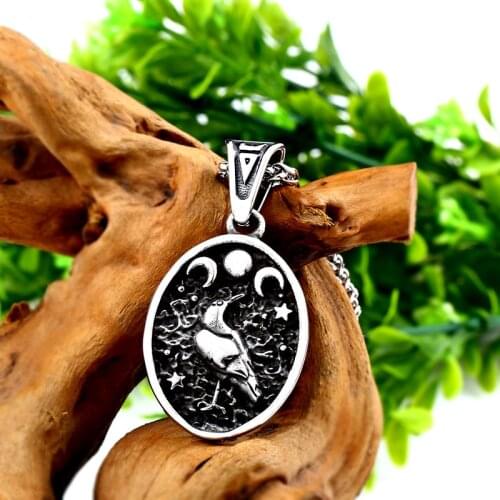 Norse Raven Viking pendant Necklace Crow Runes Thor Hammer Mjolnir Talisman Vintage Eagle Men Chain jewelry