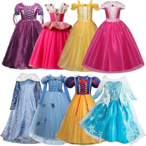 Girls Dress Christmas Anna Elsa Cosplay Costume Dresses Girl Princess Elsa Dress For Birthday Party Children Kids Clothing