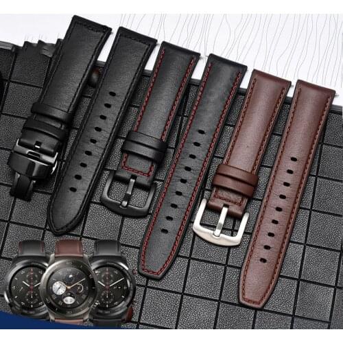 22mm Genuine Leather Silicone Strap Men Sport Band for Huawei GT 2 Pro Honor Magic Samsung Galaxy Watch 46mm S3 Amazfit GTR 47mm