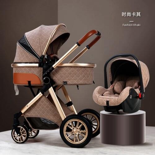 Luxury Baby Stroller 3 in 1 High landscape Cart Can Sit /Lie Baby Pushchair Cradel Infant Carrier