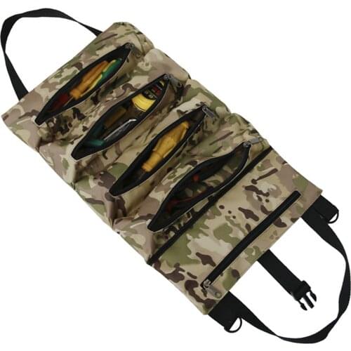 Roll-Up Tool Bag Oxford Cloth Hanging Tool Pouch Multi-Purpose Waterproof Tool Organizer Bag For Car Camping Gear