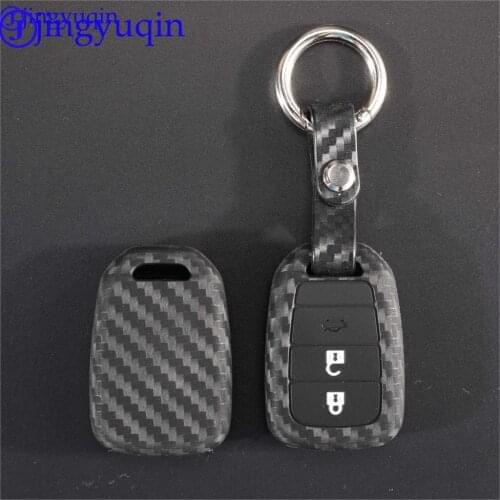 Jingyuqin Carbon Fiber Patten Silicone Car Key Shell For Honda GREIZ Civic City XRV Vezel Car Keys Blank Case Cover