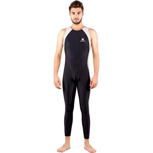 One Piece Patchwork Long Pants Professional Sport Swimsuit WomenMen Training Match Quick-Dry Surfing Bathing Beach Wear BodySuit