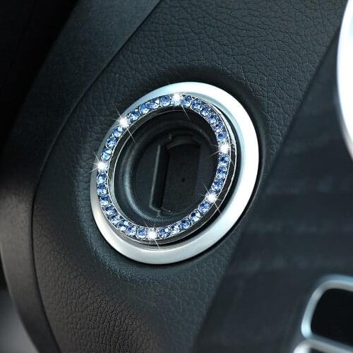 Car SUV Bling Decorative Accessories Automobiles Start Switch Button Decorative Diamond Rhinestone Ring
