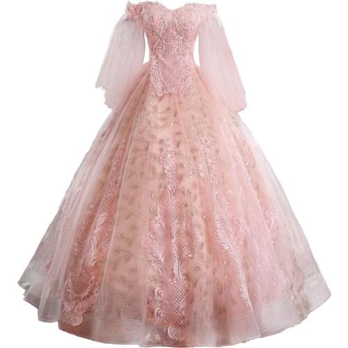 100%real pink embroidery baroque vintage ball gown long dress vintage medieval dress Renaissance princess Victoria dress