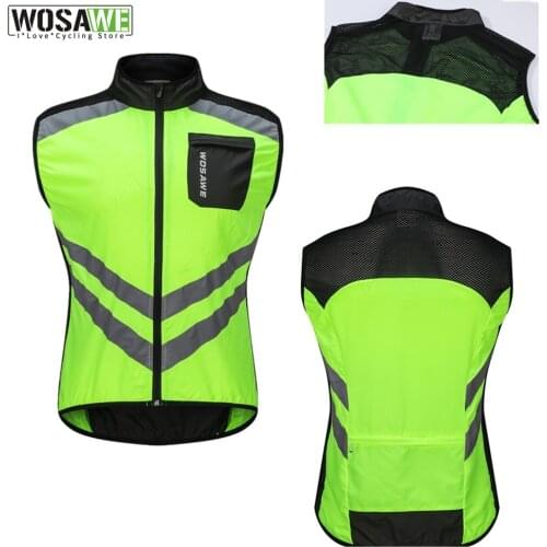 WOSAWE Cycling Reflective Vest Windproof Running Safety Vest Motorcycle Gilet MTB Riding Bike Bicycle Clothing Sleeveless Jacket
