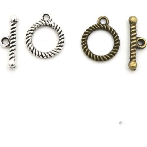 Mixed 10 Set Antique Silver Spiral Circle OT Clasp For Jewelry Making Bracelet Necklace Diy Accessories Needlework Wholesale