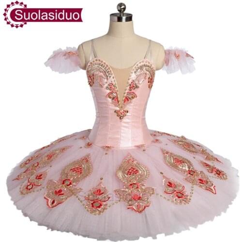 Women Pink Classical Ballet Tutu Sleeping Beauty Performance Stage Wear Adult Ballet Dance Competition Costumes Girls Dresses