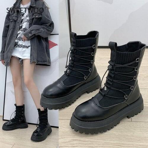 2021 womens shoes high heels platform boots socks ankle boots womens combat boots gothic shoes