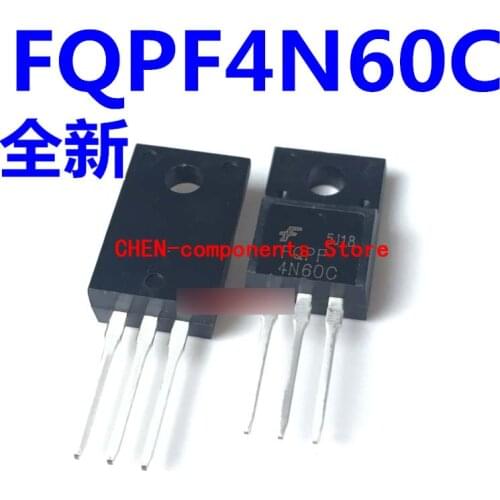 10pcs New FQPF4N60C TO-220F 4A 600V field effect tube MOSFET