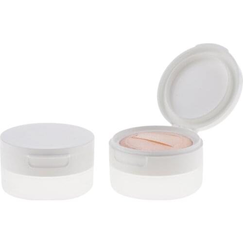 2x 50g Powder Jar with Plastic Powder Puffs, Empty for Refilling