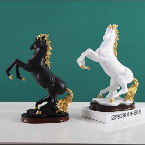 3D Horse Sculpture Office Hotel Shop Home Decoration Accessories Animal Oranment Abstract Sculpture Room Wall Decor Resin Statue