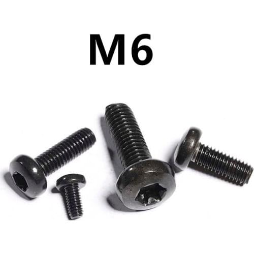 50/30pcs/lot M6x8/10/12/14/16/20/25/50mm GB2672 ISO14583 Black 304 Stainless steel pan head torx screw six-lobe machine screws