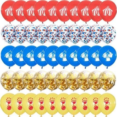 52pcs/set Two-sided Print Cartoon Circus Troupe Latex Balloon Set DIY Confetti Ballons Birthday Party Wedding Home Garden Decor