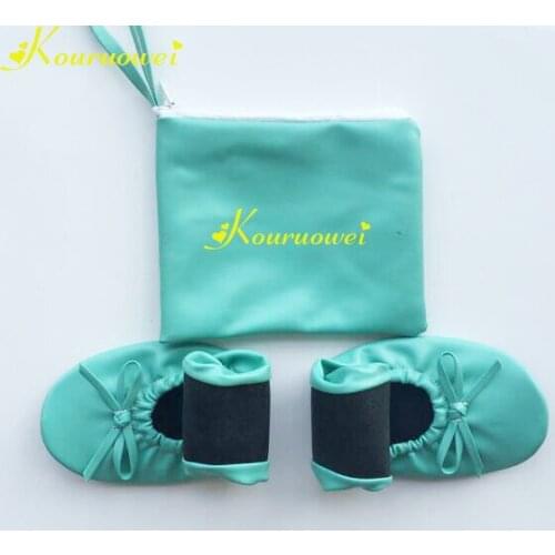 Free shipping ! Green Dancing Foldable Ballet Flat Shoes for Wedding After Party