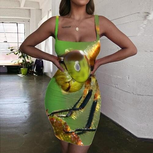 Giyu Brand Animal Dress Women Dragonfly Sundress Cool Vestido Sexy Plant Ladies Dresses Womens Clothing Mini Evening Beach Boho