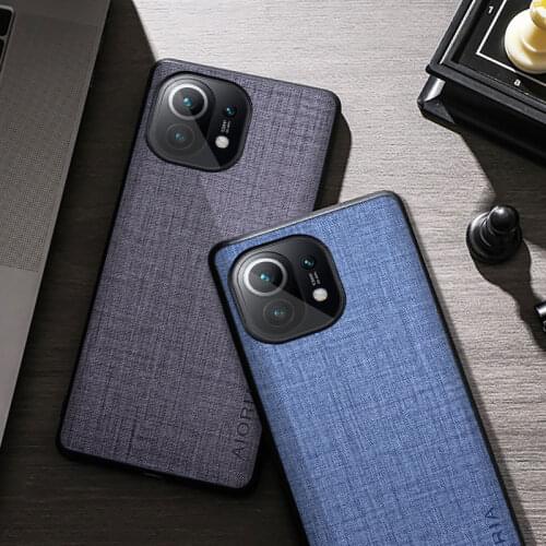 Fabric Texture Phone Case For Xiaomi Mi 11 Ultra Mi 11 Lite Back Cover for Xiaomi Mi 11 Pro Cloth textile Canvas Case